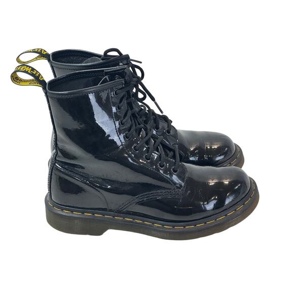 Dr. Martens Shoes - Dr. Martens 1460W Black Patent Lamper Leather Boots Womens 7 Combat 8-Eye